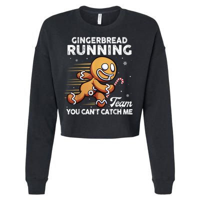 Gingerbread Running Team Christmas Cookie Funny Baking Cropped Pullover Crew
