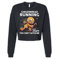 Gingerbread Running Team Christmas Cookie Funny Baking Cropped Pullover Crew