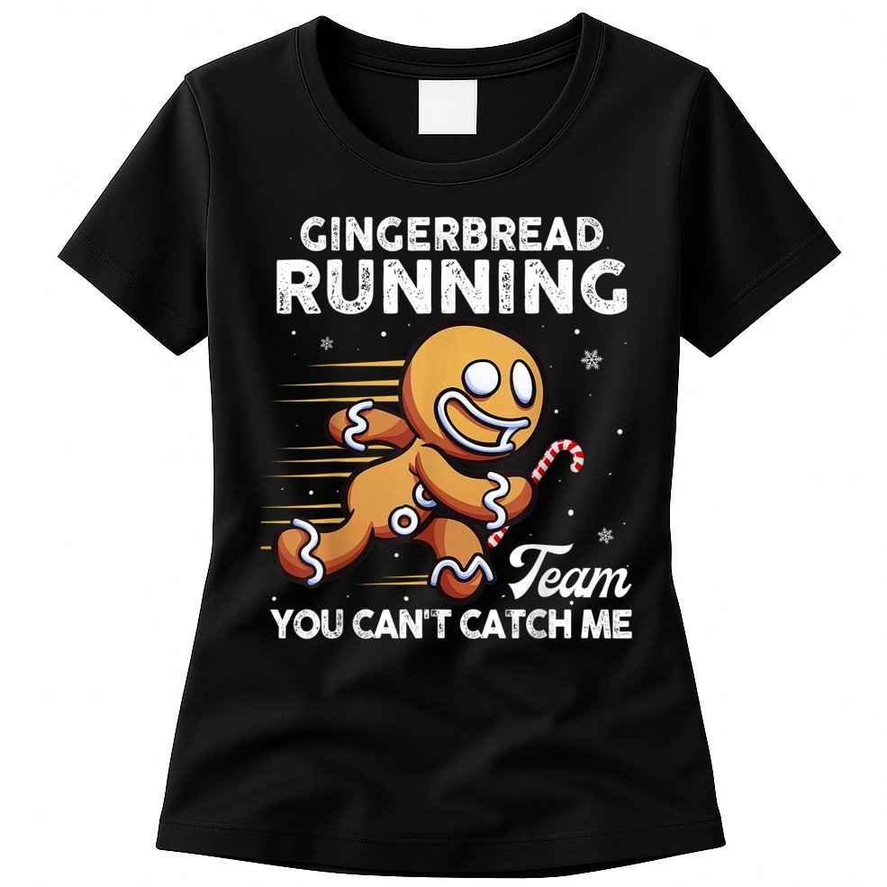 Gingerbread Running Team Christmas Cookie Funny Baking Womens T-Shirt