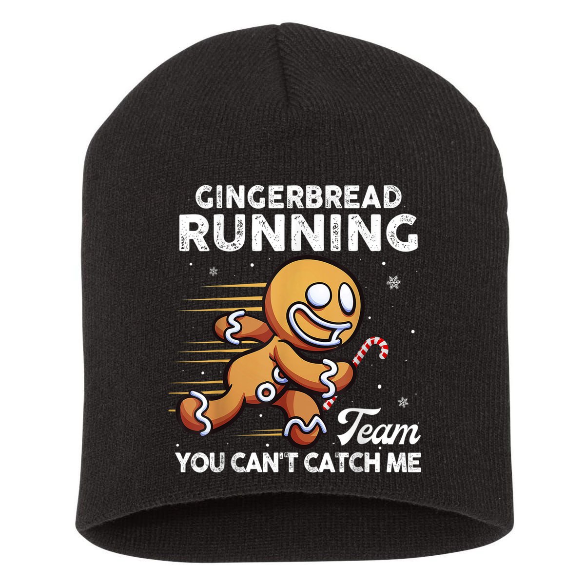 Gingerbread Running Team Christmas Cookie Funny Baking Short Acrylic Beanie