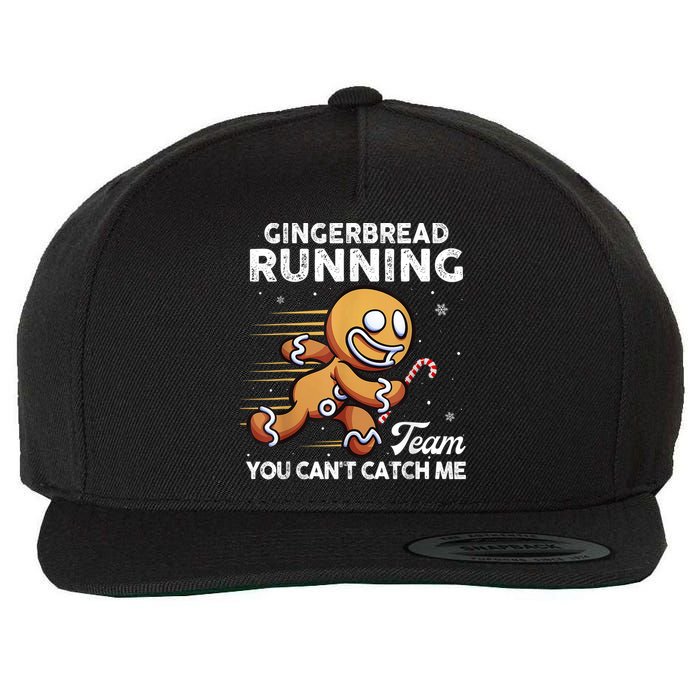 Gingerbread Running Team Christmas Cookie Funny Baking Wool Snapback Cap