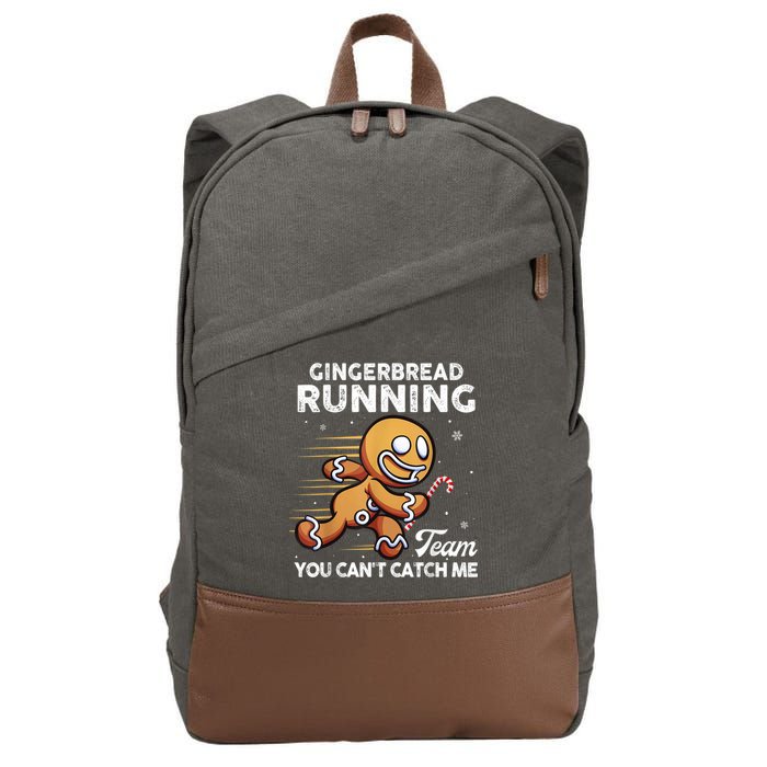 Gingerbread Running Team Christmas Cookie Funny Baking Cotton Canvas Backpack