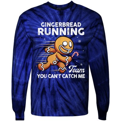 Gingerbread Running Team Christmas Cookie Funny Baking Tie-Dye Long Sleeve Shirt