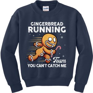 Gingerbread Running Team Christmas Cookie Funny Baking Kids Sweatshirt