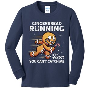 Gingerbread Running Team Christmas Cookie Funny Baking Kids Long Sleeve Shirt