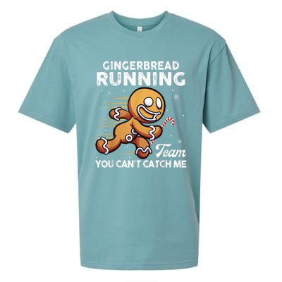 Gingerbread Running Team Christmas Cookie Funny Baking Sueded Cloud Jersey T-Shirt