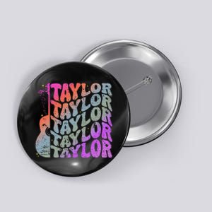 Girl Retro Taylor First Name Personalized Groovy 80S Button