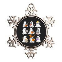 Ghost Reading Teacher Halloween Librarian Book Lover School Metallic Star Ornament