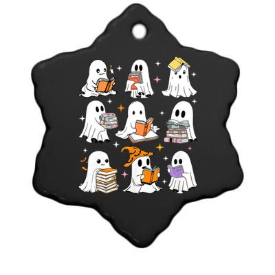 Ghost Reading Teacher Halloween Librarian Book Lover School Ceramic Star Ornament