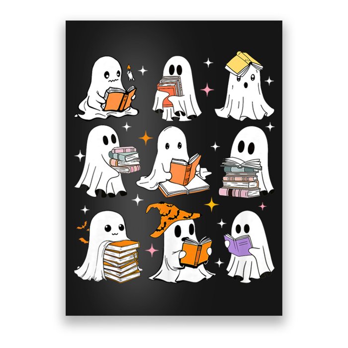 Ghost Reading Teacher Halloween Librarian Book Lover School Poster