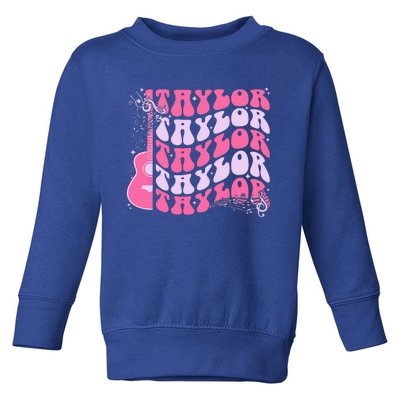 Girl Retro T.AYLOR First Name Personalized Groovy Birthday Toddler Sweatshirt