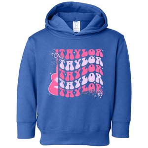 Girl Retro T.AYLOR First Name Personalized Groovy Birthday Toddler Hoodie