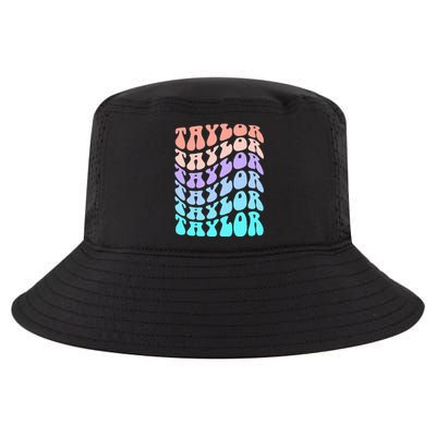 Girl Retro Taylor First Name Personalized Groovy Birthday Cool Comfort Performance Bucket Hat