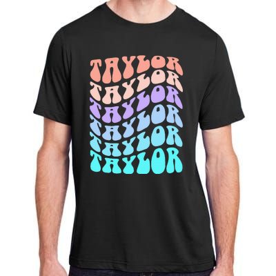 Girl Retro Taylor First Name Personalized Groovy Birthday Adult ChromaSoft Performance T-Shirt