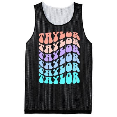 Girl Retro Taylor First Name Personalized Groovy Birthday Mesh Reversible Basketball Jersey Tank