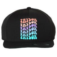 Girl Retro Taylor First Name Personalized Groovy Birthday Wool Snapback Cap