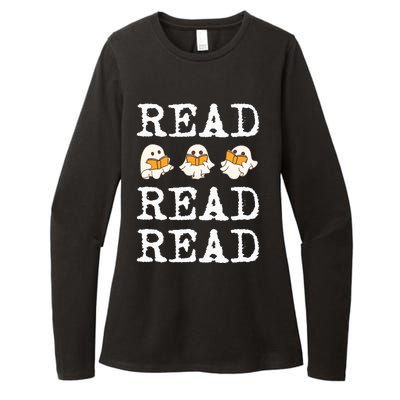 Ghost Reading Teacher Halloween Womens CVC Long Sleeve Shirt