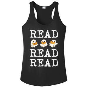 Ghost Reading Teacher Halloween Ladies PosiCharge Competitor Racerback Tank