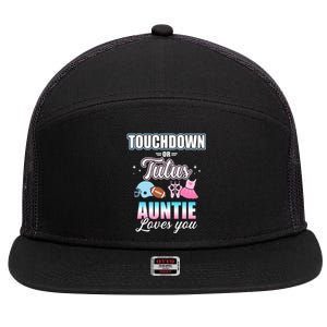 Gender Reveal Touchdowns Or Tutus Auntie Matching Baby Party 7 Panel Mesh Trucker Snapback Hat