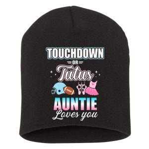 Gender Reveal Touchdowns Or Tutus Auntie Matching Baby Party Short Acrylic Beanie