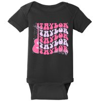 Girl Retro Taylor First Name Personalized Groovy Birthday Baby Bodysuit