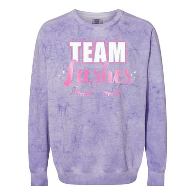 Gender reveal team lashes matching family baby party Colorblast Crewneck Sweatshirt