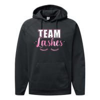 Gender reveal team lashes matching family baby party Performance Fleece Hoodie