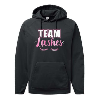 Gender reveal team lashes matching family baby party Performance Fleece Hoodie