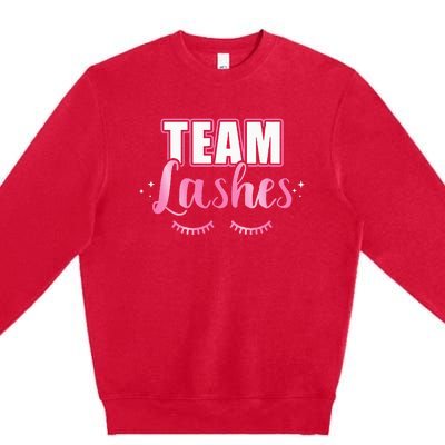 Gender reveal team lashes matching family baby party Premium Crewneck Sweatshirt