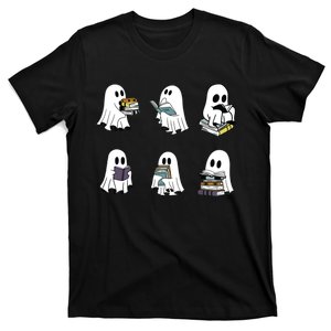 Ghost Reading Teacher Halloween Librarian Bookworm T-Shirt