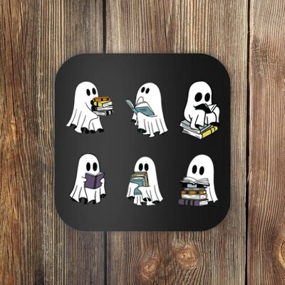 Ghost Reading Teacher Halloween Librarian Bookworm Coaster