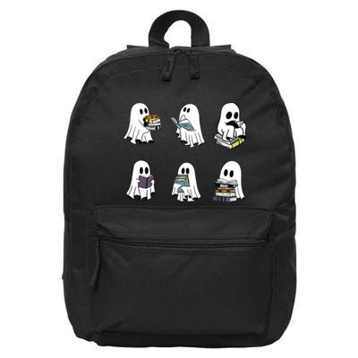 Ghost Reading Teacher Halloween Librarian Bookworm 16 in Basic Backpack