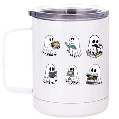 Ghost Reading Teacher Halloween Librarian Bookworm 12 oz Stainless Steel Tumbler Cup