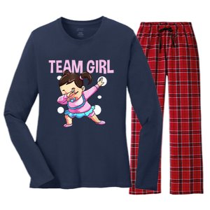 Gender Reveal Team Pink Team Team Girl Matching Family Baby Party Women's Long Sleeve Flannel Pajama Set 