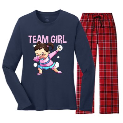 Gender Reveal Team Pink Team Team Girl Matching Family Baby Party Women's Long Sleeve Flannel Pajama Set 