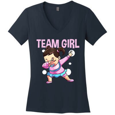 Gender Reveal Team Pink Team Team Girl Matching Family Baby Party Women's V-Neck T-Shirt