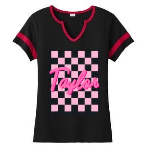 Girl Retro Taylor First Name Taylor Groovy Birthday Taylor Ladies Halftime Notch Neck Tee