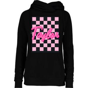 Girl Retro Taylor First Name Taylor Groovy Birthday Taylor Womens Funnel Neck Pullover Hood