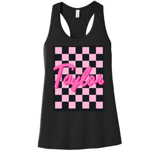 Girl Retro Taylor First Name Taylor Groovy Birthday Taylor Women's Racerback Tank