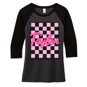 Girl Retro Taylor First Name Taylor Groovy Birthday Taylor Women's Tri-Blend 3/4-Sleeve Raglan Shirt