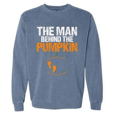 Gender Reveal The Man Behind The Pumpkin Halloween Garment-Dyed Sweatshirt