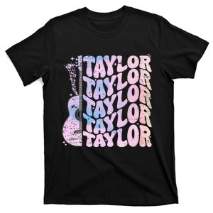 Girl Retro Taylor First Name Personalized Groovy Birthday Gift T-Shirt