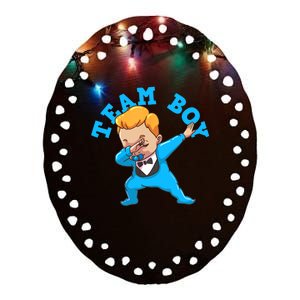 Gender Reveal Team Boy Ceramic Oval Ornament