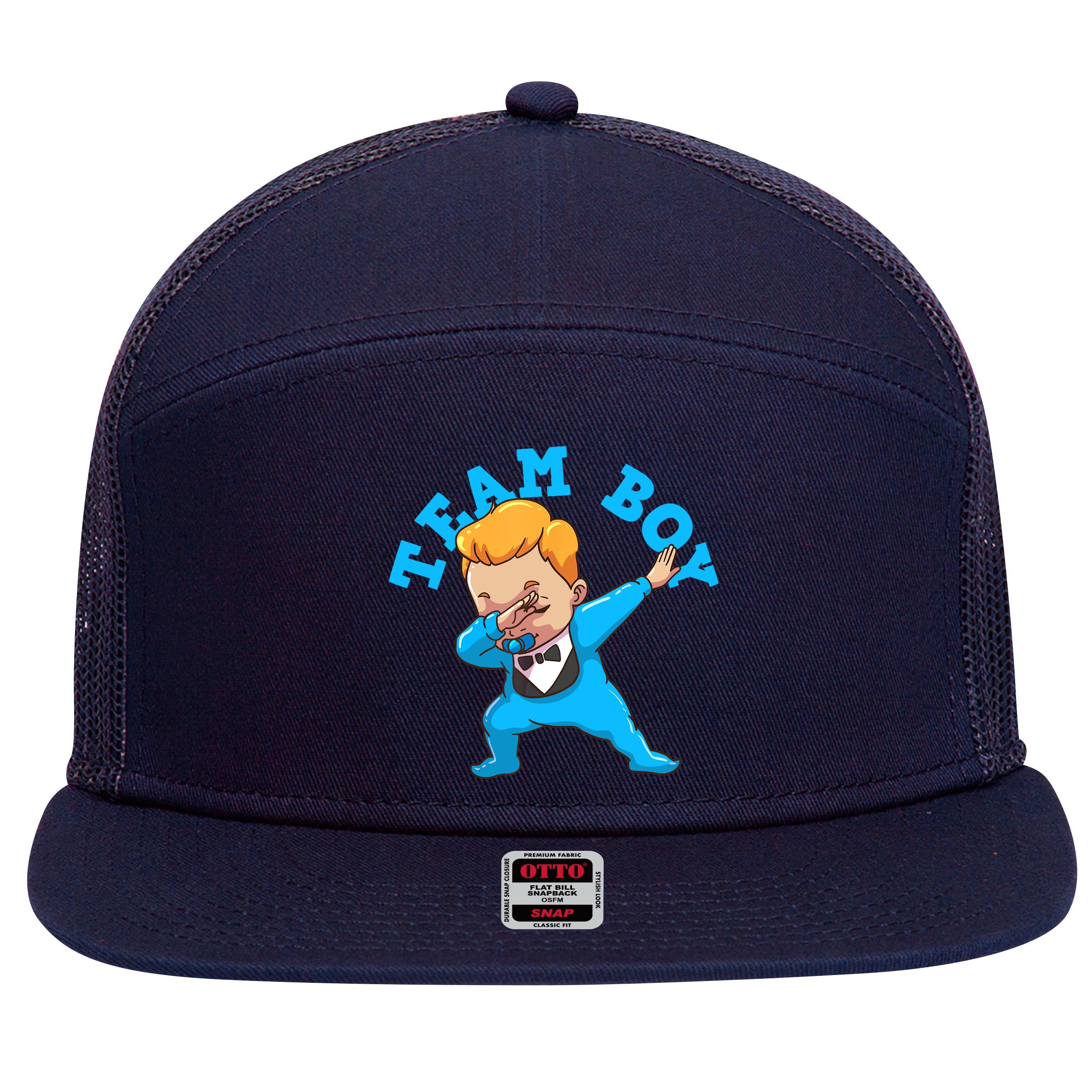 Gender Reveal Team Boy 7 Panel Mesh Trucker Snapback Hat