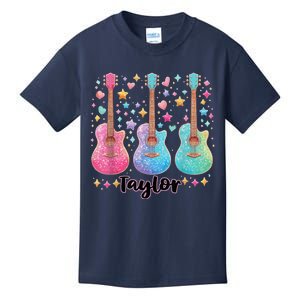 Girl Retro Taylor First Name Personalized Groovy 80S Pink Kids T-Shirt