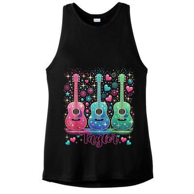 Girl Retro Taylor First Name Personalized Groovy 80'S P.i.n.k. Ladies PosiCharge Tri-Blend Wicking Tank