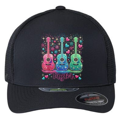 Girl Retro Taylor First Name Personalized Groovy 80'S P.i.n.k. Flexfit Unipanel Trucker Cap