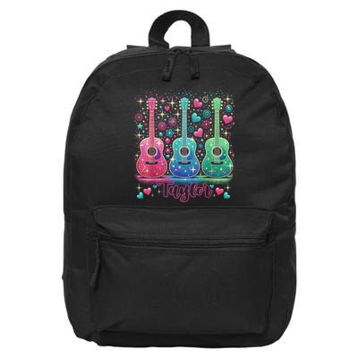 Girl Retro Taylor First Name Personalized Groovy 80'S P.i.n.k. 16 in Basic Backpack