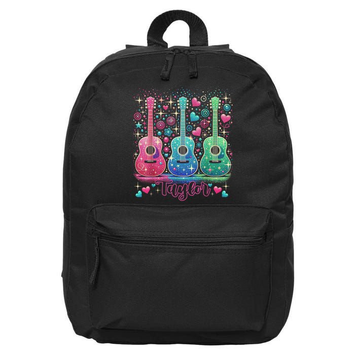Girl Retro Taylor First Name Personalized Groovy 80'S P.i.n.k. 16 in Basic Backpack