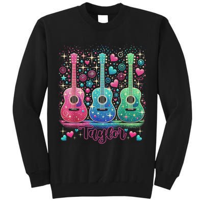 Girl Retro Taylor First Name Personalized Groovy 80'S P.i.n.k. Tall Sweatshirt